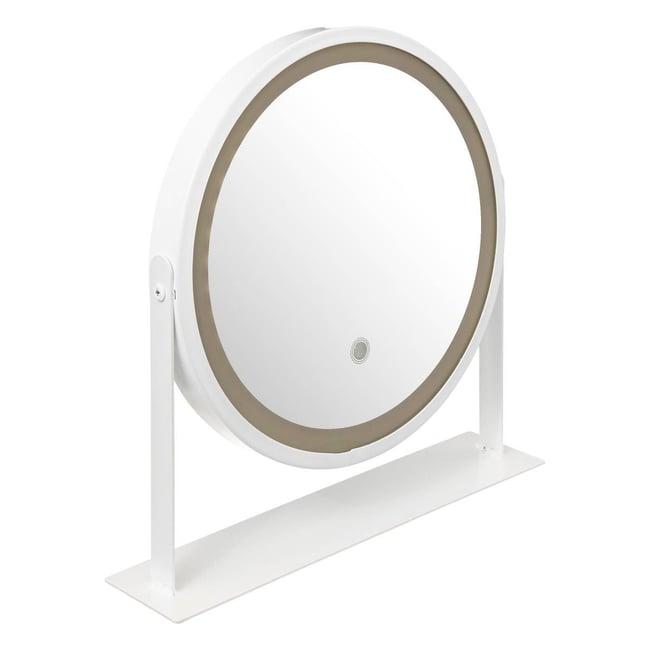Miroir rond pivotant LED Couleur blanc <span itemprop=
