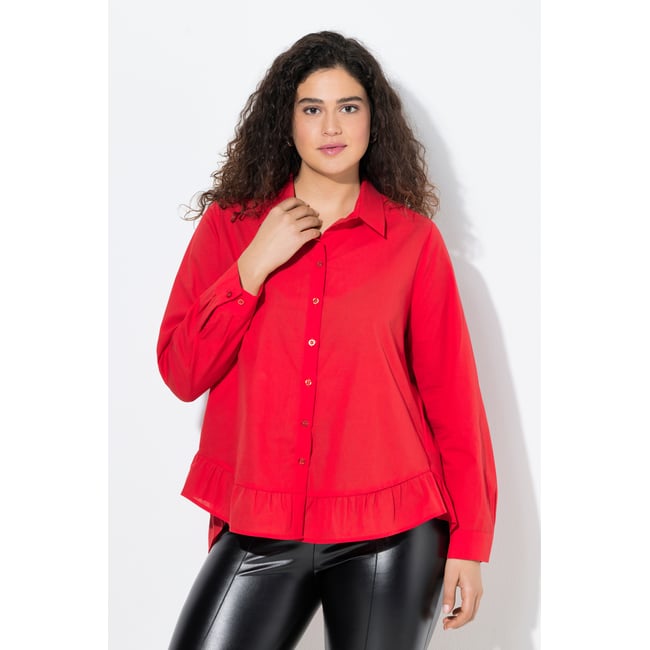 Chemisier évasé à col chemise et manches litchi <span itemprop=