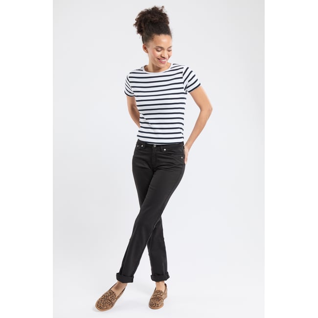 Pantalon coupe regular en coton YOLE noir <span itemprop=