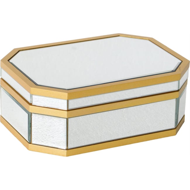 Boîte de rangement en verre effet miroir Couleur argent et doré <span itemprop=