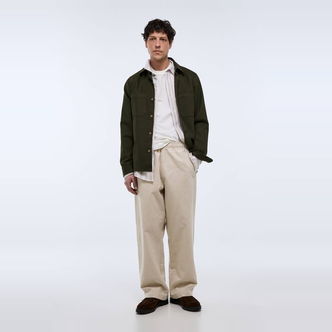 Surchemise en mélange coton et lin militaire <span itemprop=