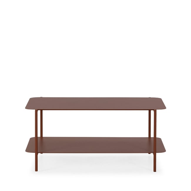 Table basse rectangulaire en métal à double plateau- JUDITH Couleur marron glacé <span itemprop=