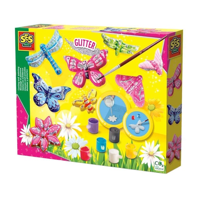 Moldar E Pintar - Borboletas Glitter Hobby, SES multicolor <span itemprop=