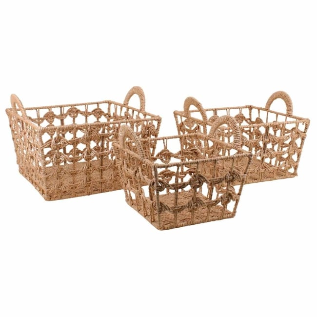 Set de 3 paniers tressés naturels Couleur beige <span itemprop=