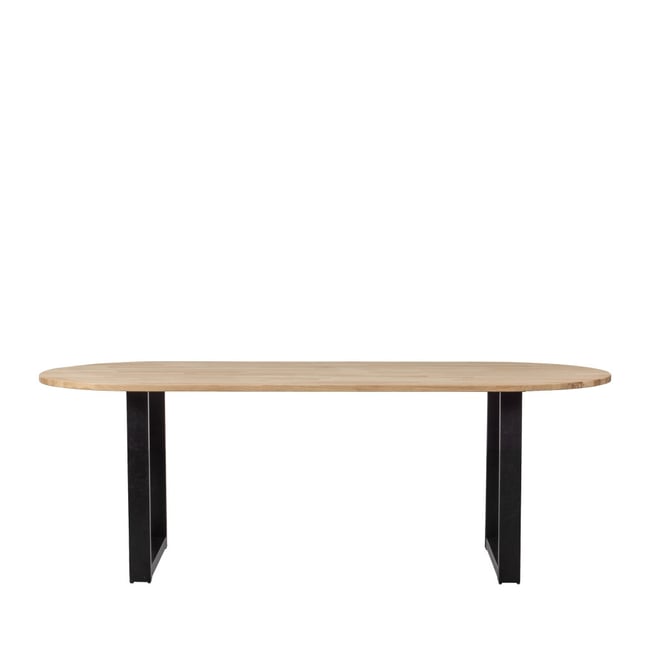 Table à manger ovale en bois piétement en U 220x90cm bois clair - TABLO Couleur bois clair <span itemprop=
