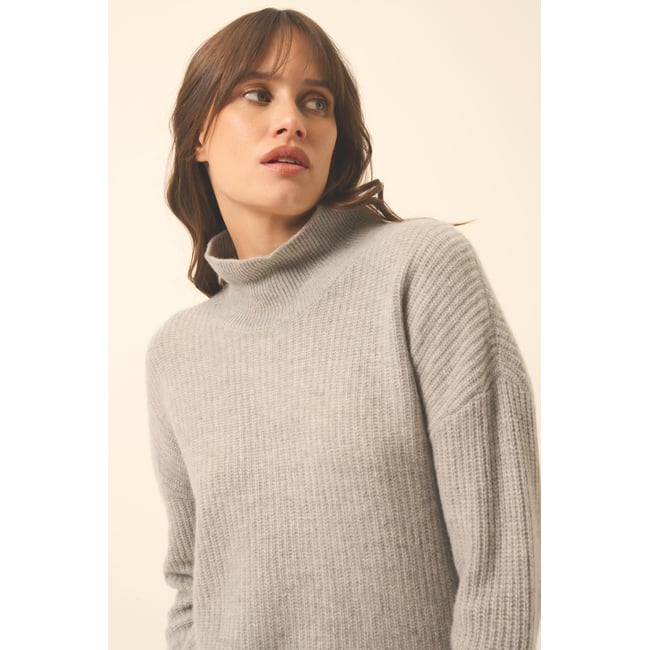 Pull Col Roulé 4 Fils Nuage Chiné Louise gris chiné <span itemprop=