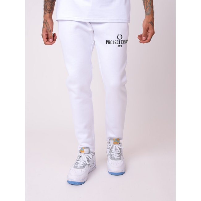 Bas de jogging broderie Crew blanc <span itemprop=