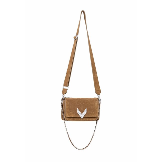 111 western shoulder bag in leather, camel, IKKS