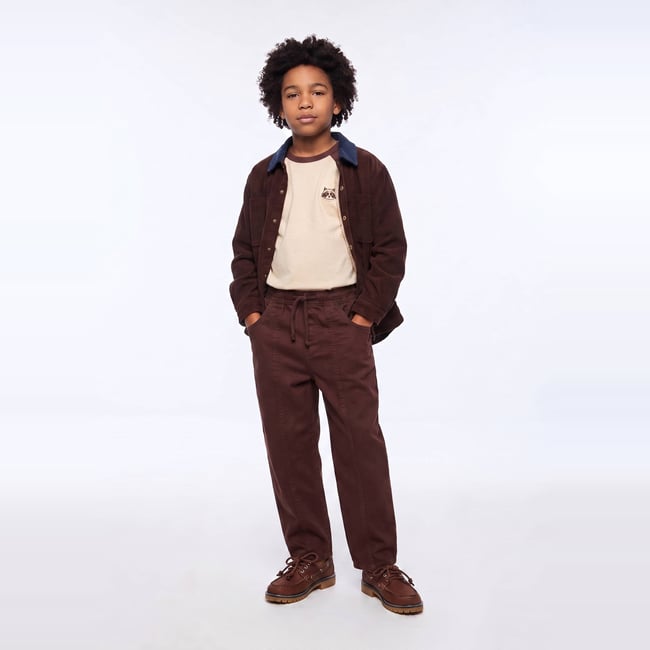Pantalon avec taille élastiquée en coton - MONOPRIX