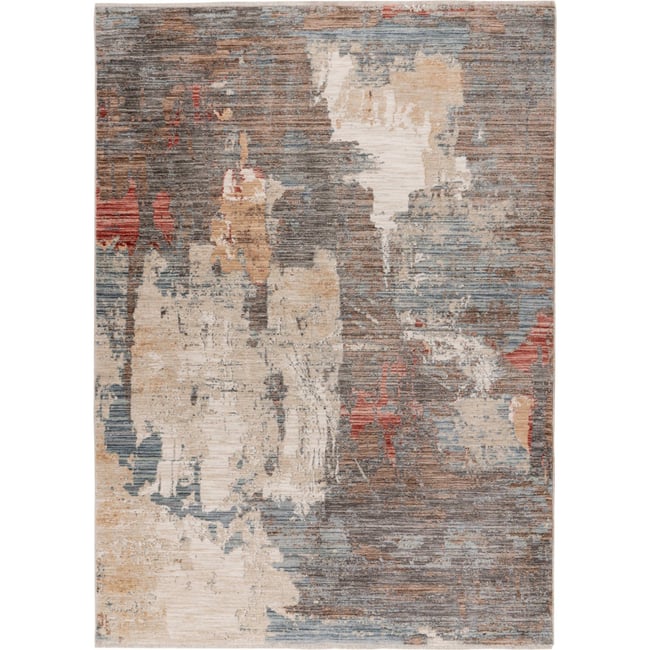 Tapis rectangulaire, Fissy Couleur multicolore beige gris bleu rouille <span itemprop=