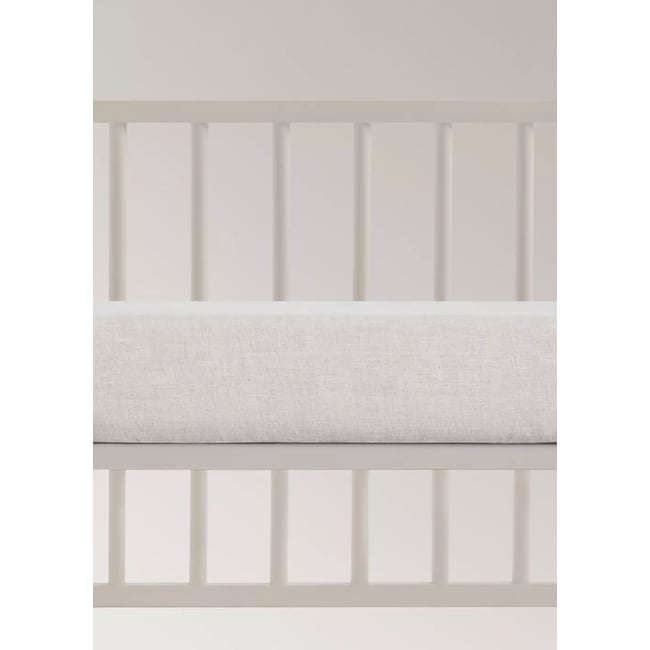 Drap-housse berceau lin lavé beige <span itemprop=