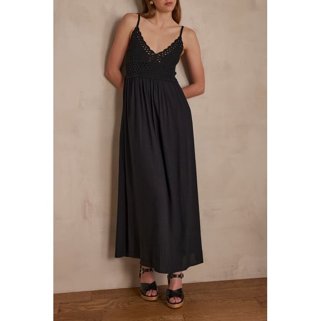 Robe MAELINE en crochet noir <span itemprop=