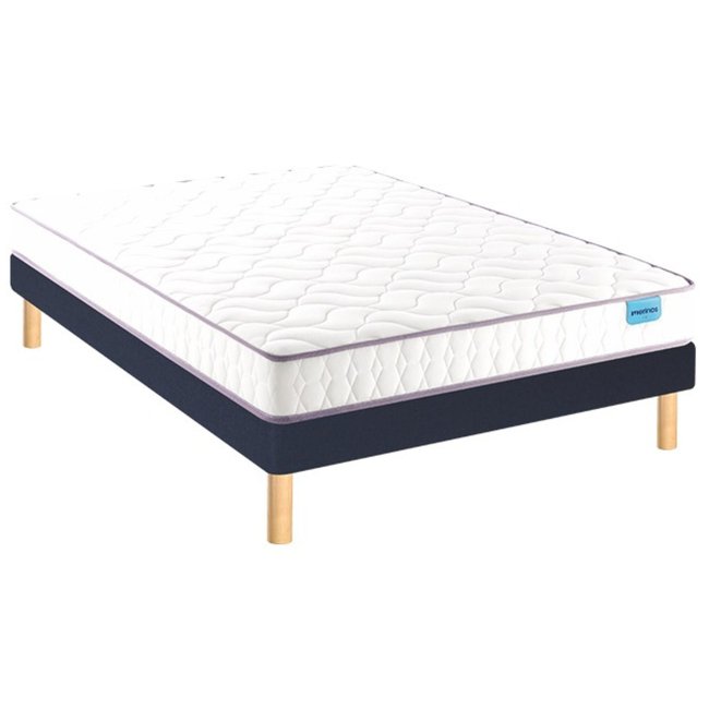 Ensemble matelas mousse haute densité et mémoire de forme CHILL BED, sommier ferme et pieds Couleur blanc <span itemprop=