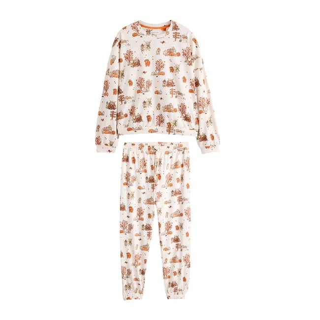 Pyjama en jersey de coton crème automnale hamish la vache des highlands <span itemprop=