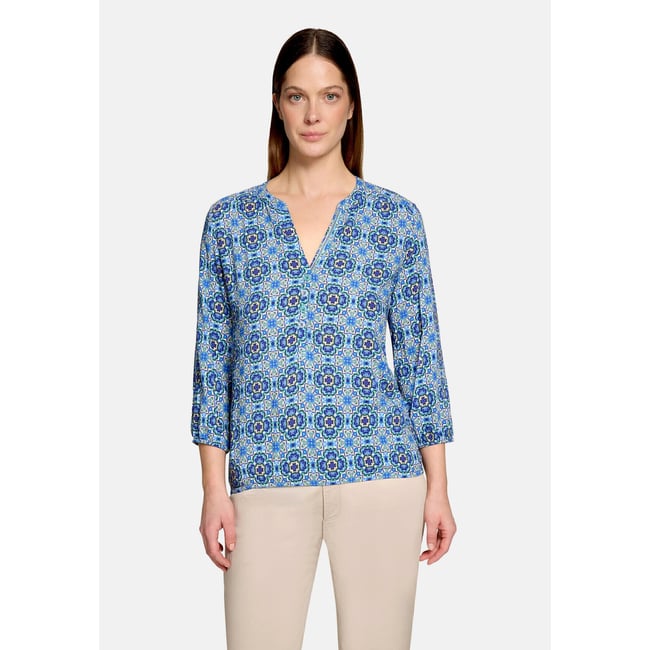 Blouse casual à motifs bleu/vert <span itemprop=