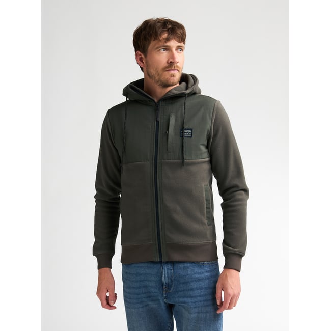 Sweat zippé à capuche hybride elmwood gris beluga <span itemprop=