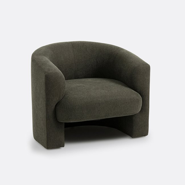 Sillón retro de tejido con textura, Nolami verde bosque <span itemprop=
