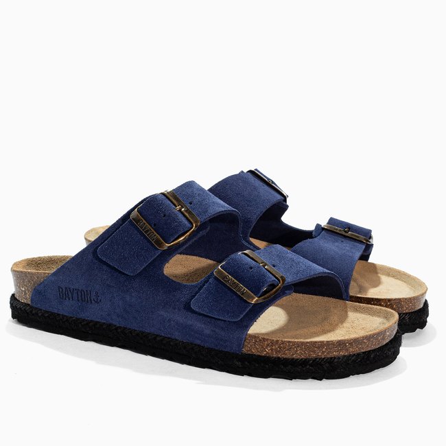 Sandales en cuir suedé BENALLA pour femme bleu marine <span itemprop=