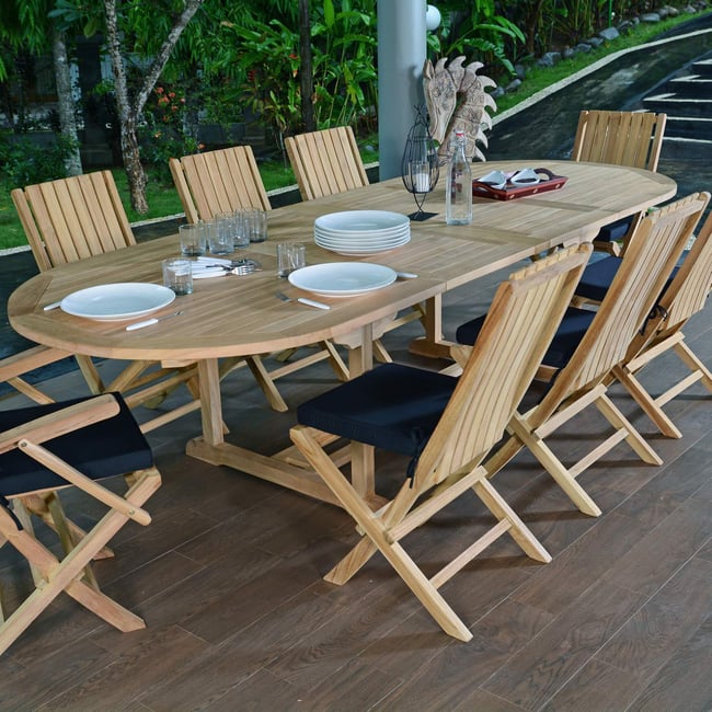 Salon de jardin en teck massif Malte, 8 places naturel <span itemprop=
