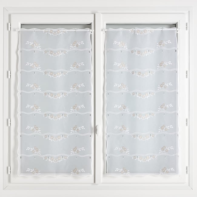 Modulable brodé avec motifs fleurs et feuilles - QABANE lin <span itemprop=