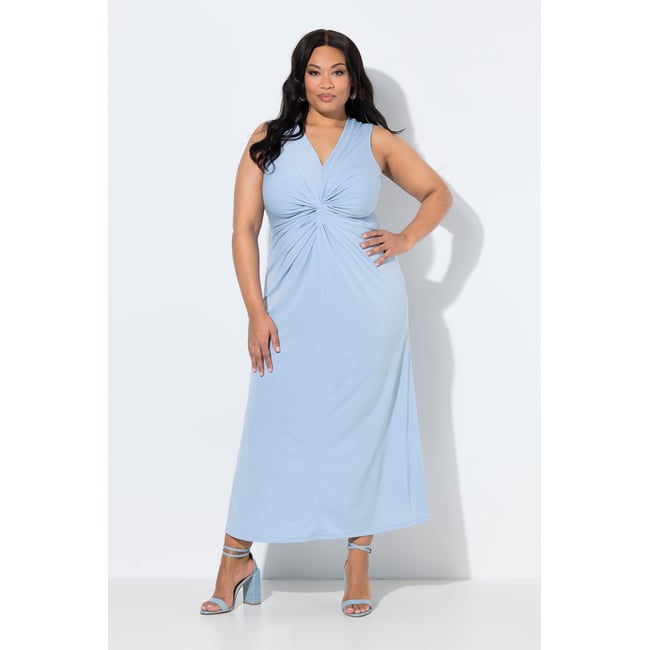 Robe maxi en jersey sans manches. bleu fumé <span itemprop=