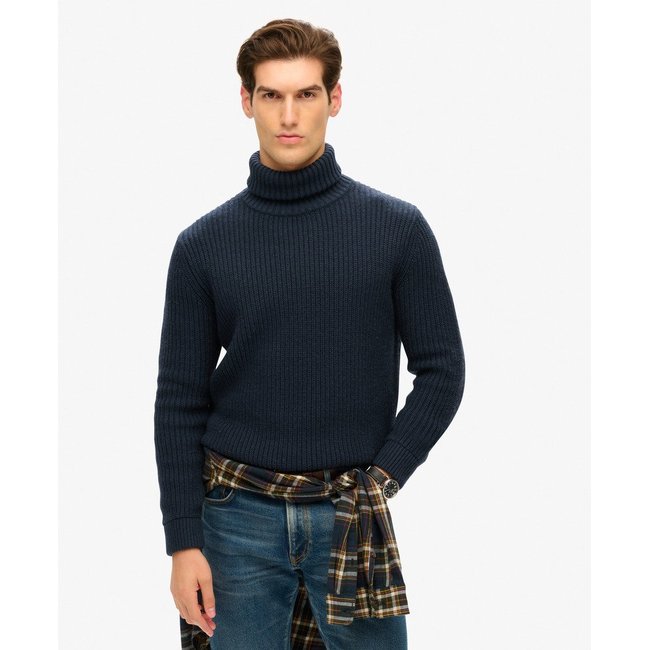 Pull texturé à col roulé Merchant Store bleu marine marchand <span itemprop=