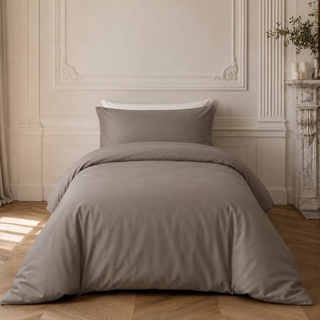 Parure housse de couette en percale de coton unie, FINESSE - C DESIGN HOME TEXTILE