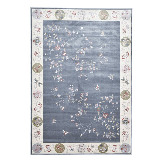 Tapis tissé avec bordure et motif floral avec effet brillant - Cherina - GINO FALCONE