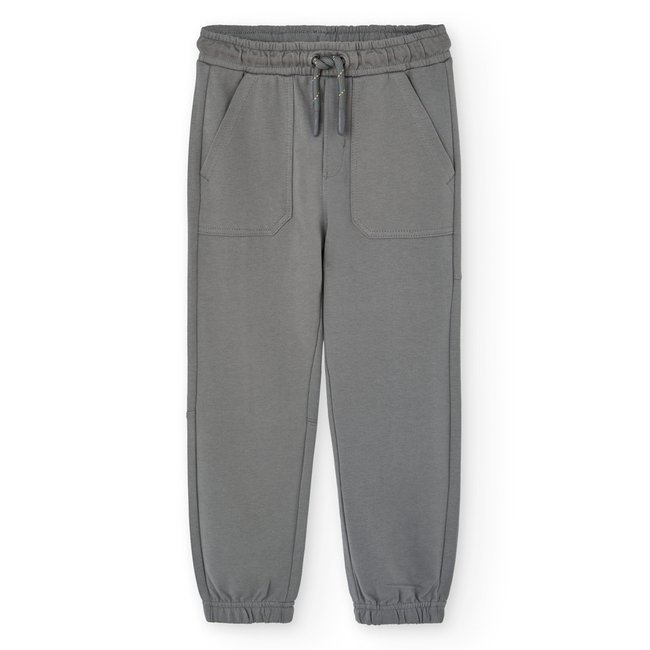 Pantalon de sport uni en coton gris <span itemprop=