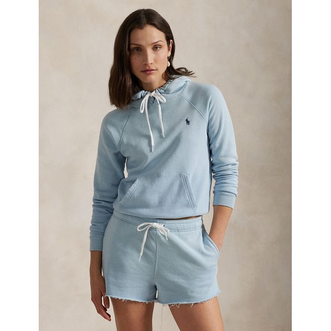 Sweat com capuz e mangas compridas azul claro <span itemprop=
