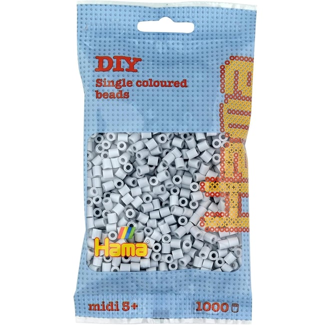 Sachet 1000 perles plastique Midi gris clair gris <span itemprop=