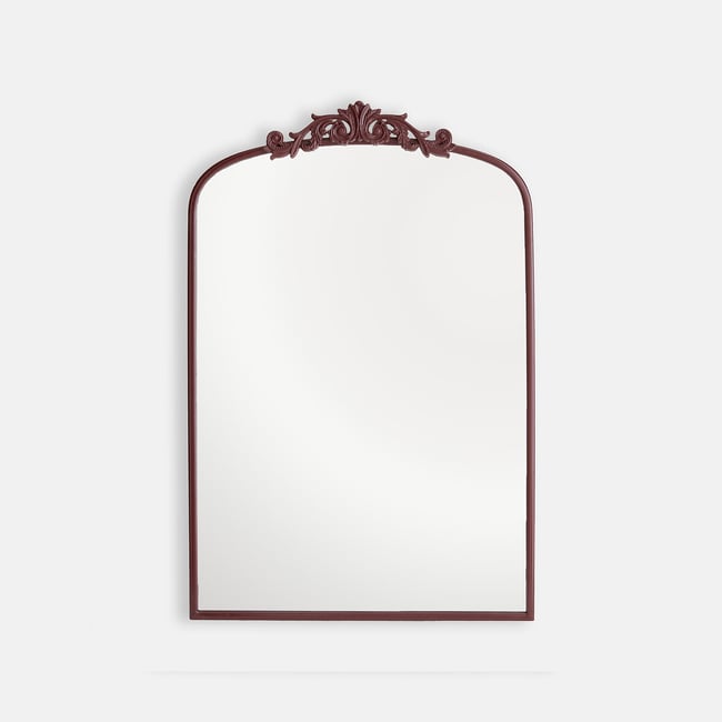 Espelho de parede, metal de ferro lacado, comprimento 61 x altura 93 cm, JINIA bordeaux <span itemprop=