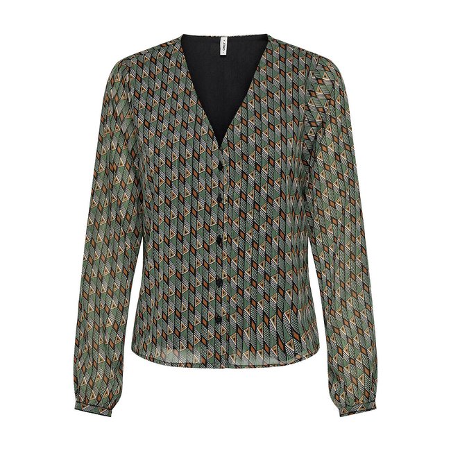 Bluse mit V-Ausschnitt und Printmuster grafisches muster <span itemprop=