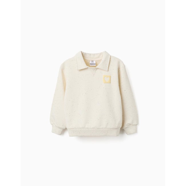 Sweat en coton avec imprimé cœur en relief blanc <span itemprop=
