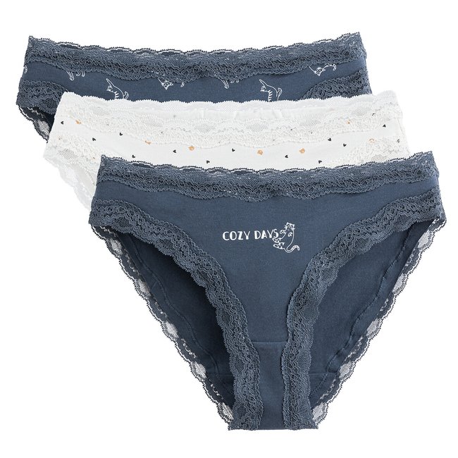 Lot de 3 slips coton imprimé <span itemprop=