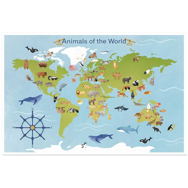 Affiche enfant animaux du monde - HEXOA