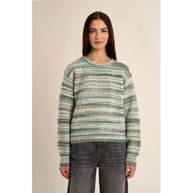 Pull girocollo con stampa tie-dye blu MOLLY BRACKEN