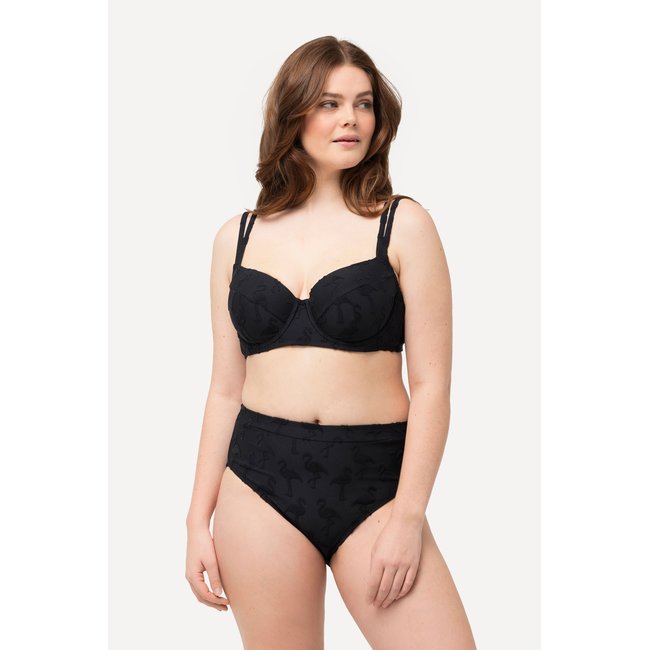 Bikini à motif flamands et bonnets souples. noir <span itemprop=