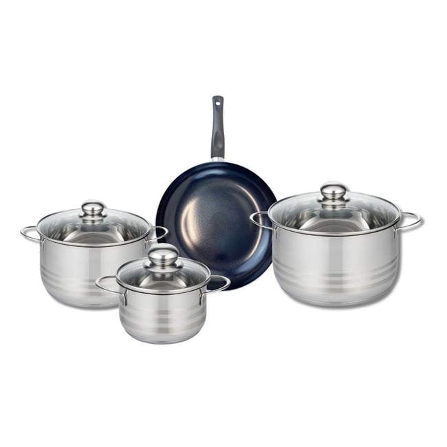 Batterie 1 poêle 24cm + 3 faitouts 16/20/24cm PRIMA BRILLANT noir <span itemprop=