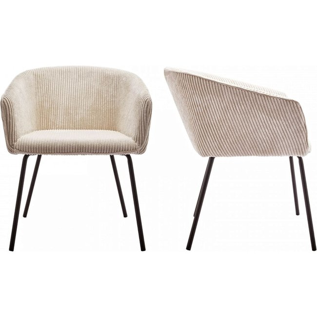 Lot de 2 fauteuils de table en velours côtelé - SWANN - HOMIFAB