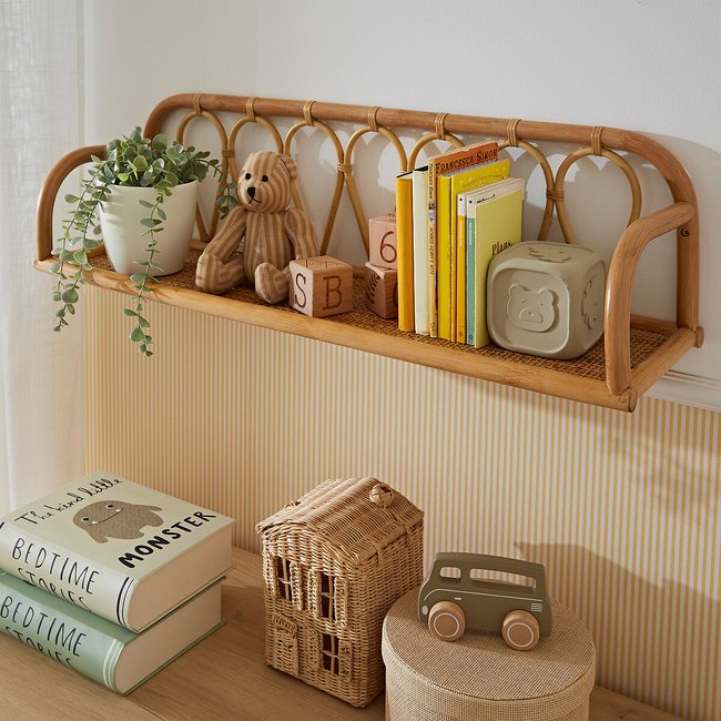 Aria Rattan Wall Shelf, natural, CUDDLECO