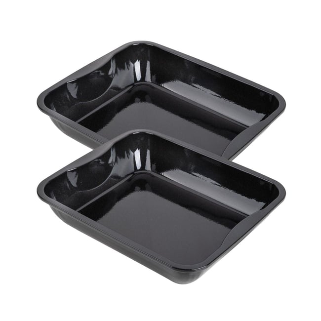 Lot de 2 plats four 40/34/8 cm émaillé SPECIAL COOKING noir <span itemprop=