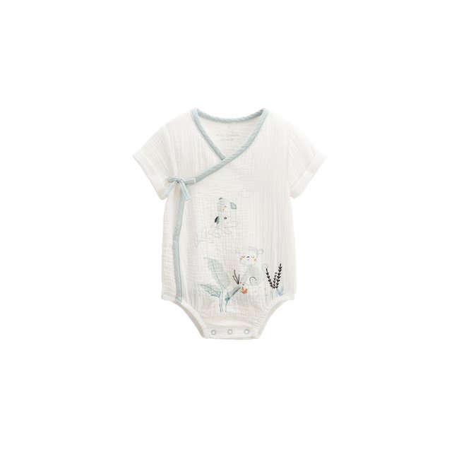 Body bloomer bébé manches courtes  ouverture croisée KIMI ecru <span itemprop=