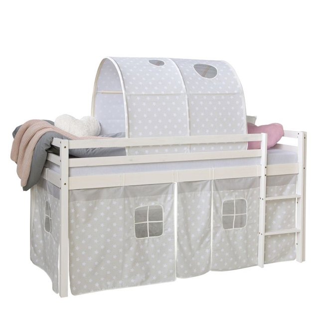 Lit mi-haut étoiles 90x200 avec tunnel et matelas - HOMESTYLE4U