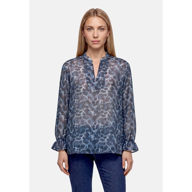 Chemisier en chiffon à imprimé animalier bleu/marron <span itemprop=