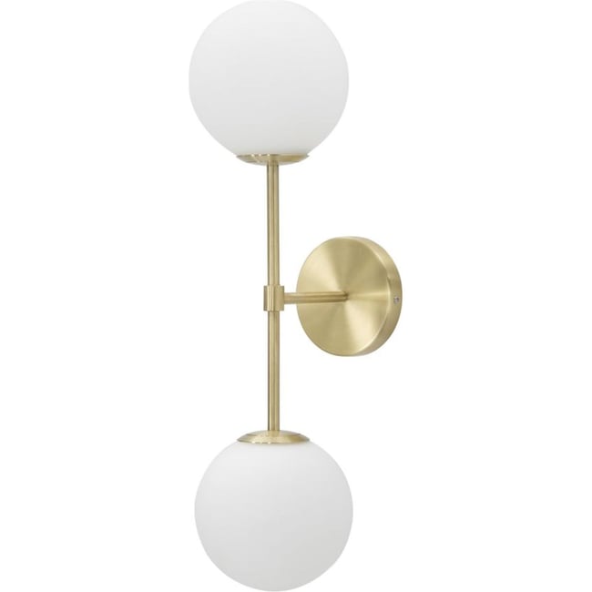 Applique murale fer et verre 2 globes GLAM Couleur doré et blanc <span itemprop=