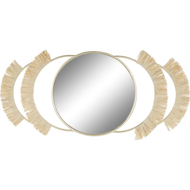 Miroir mural en métal, design franges Couleur doré naturel élégant avec franges <span itemprop=