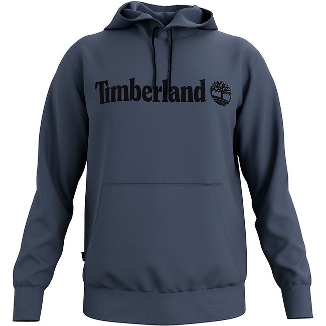 Felpa con cappuccio con logo ricamato tono su tono blu denim TIMBERLAND