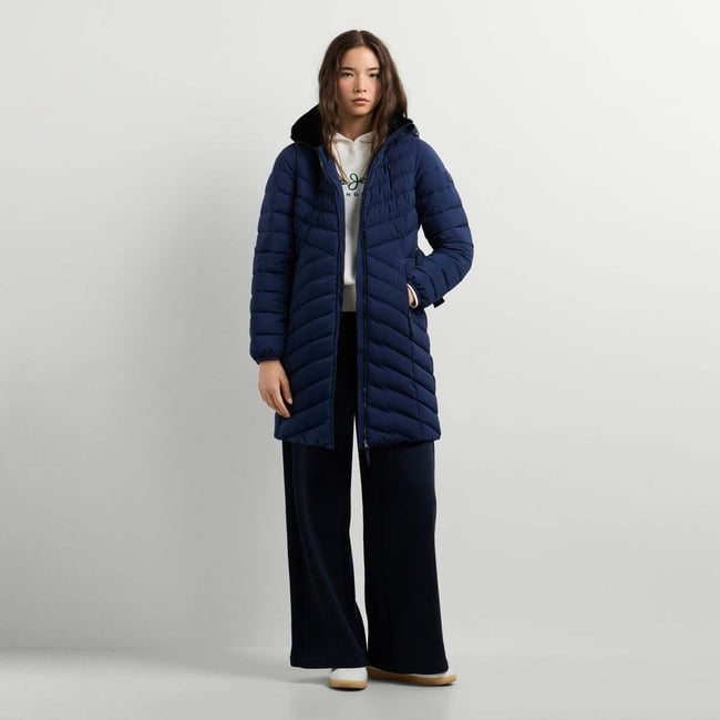 Doudoune Longue Avec Ceinture bleu dulwich <span itemprop=