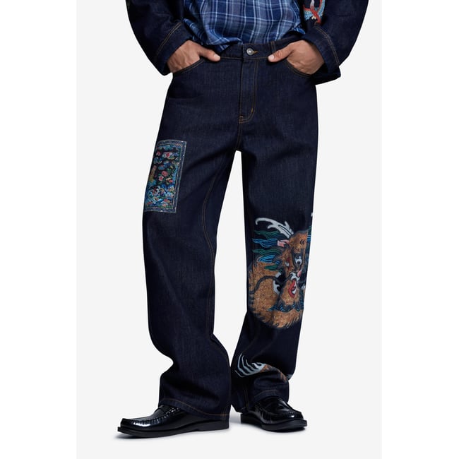 JEAN IMPRIMÉ bleu <span itemprop=